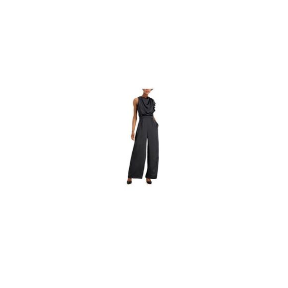 Inc Women’s Black RuffledSleeveless Cowl Neck Wide Leg Party Jumpsuit Size 16 - Picture 1 of 7